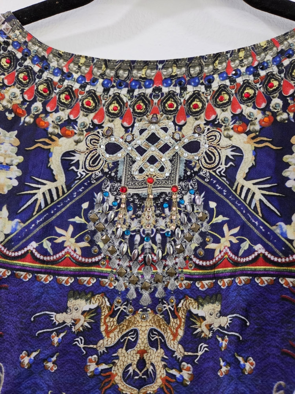 Camilla Purple Multicolor Embellished Long Sleeve Tunic Dress - Picture 3 of 8